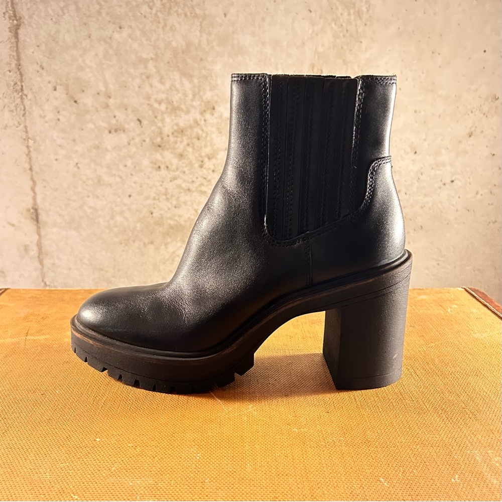 Dolce Vita Black Chunky Heel Ankle Boots - Picture 7 of 14